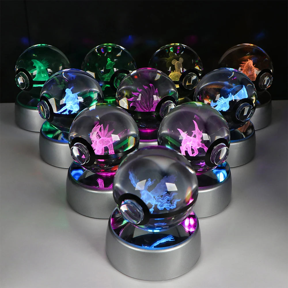 Pokemon Crystal Ball Pikachu Gengar Eevee Mewtwo Lacario Anime