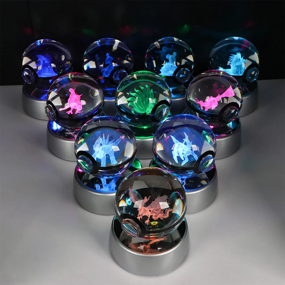 Pokemon Crystal Ball Pikachu Gengar Eevee Mewtwo Lacario Anime