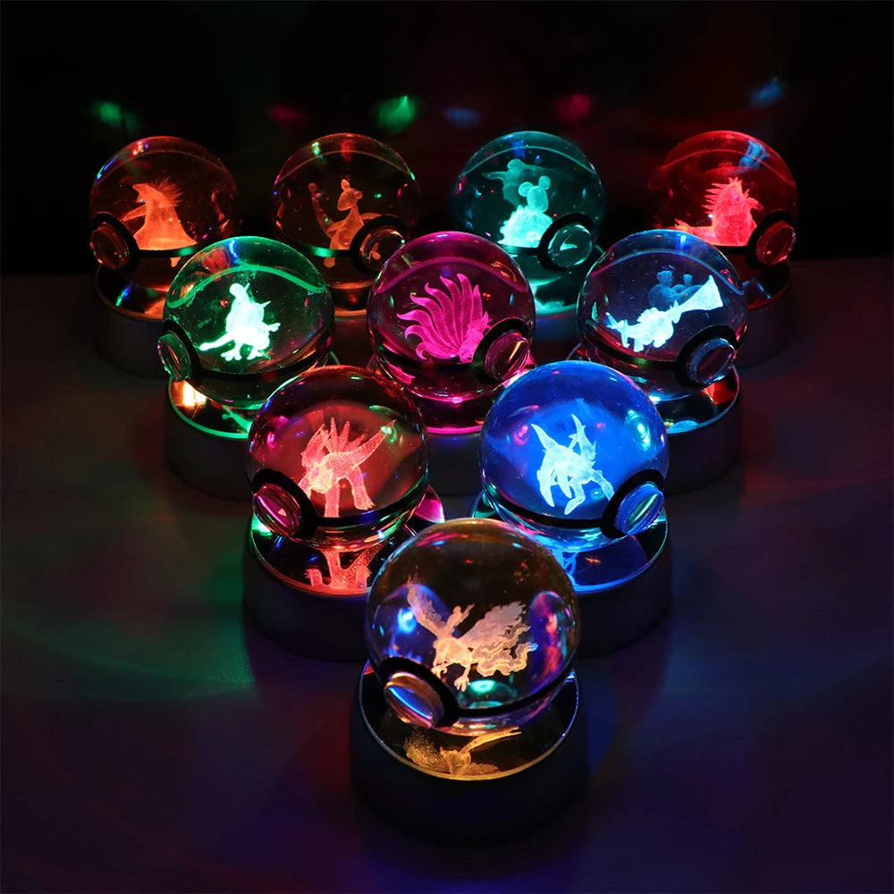 Pokemon Crystal Ball Pikachu Gengar Eevee Mewtwo Lacario Anime