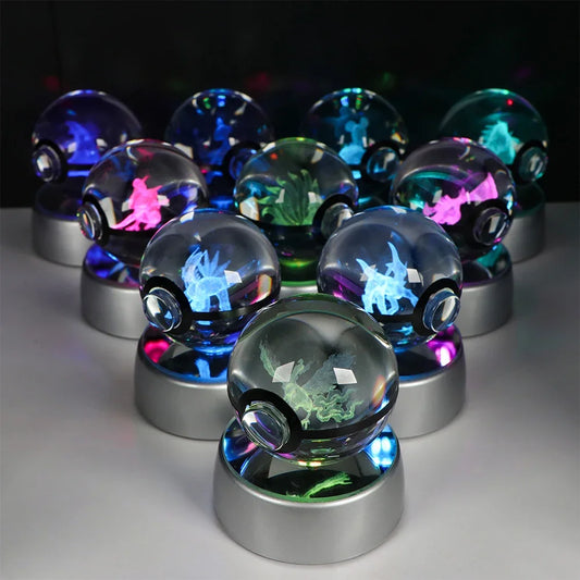 Pokemon Crystal Ball Pikachu Gengar Eevee Mewtwo Lacario Anime