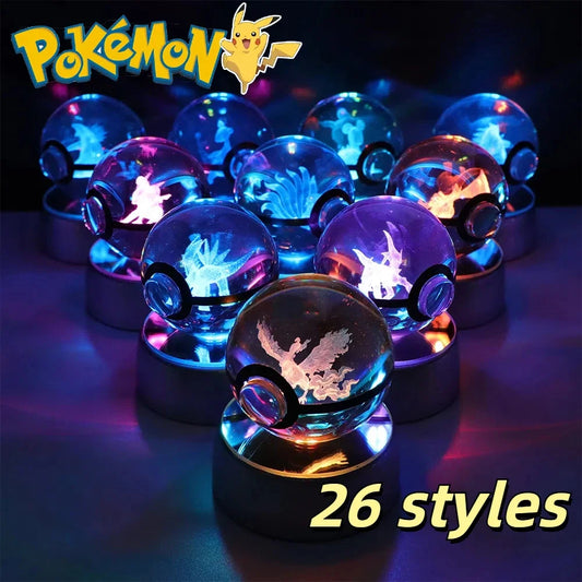 Pokemon Crystal Ball Pikachu Gengar Eevee Mewtwo Lacario Anime