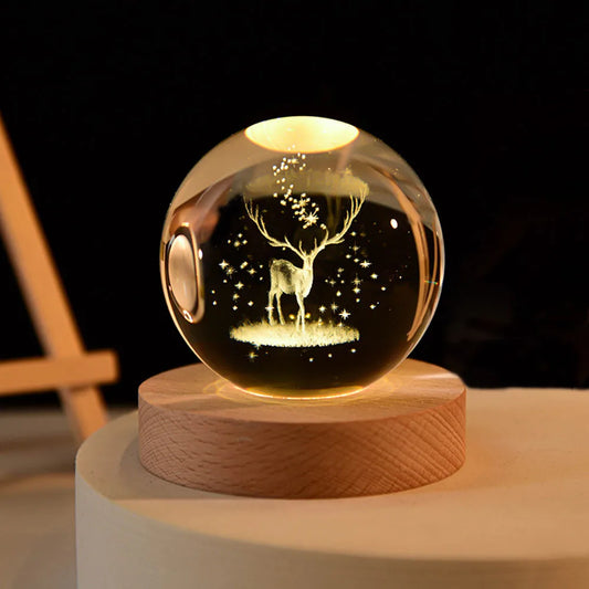 USB LED Night Light - Galaxy Crystal Ball Lamp & 3D Planet Moon Lamp for Home Decor