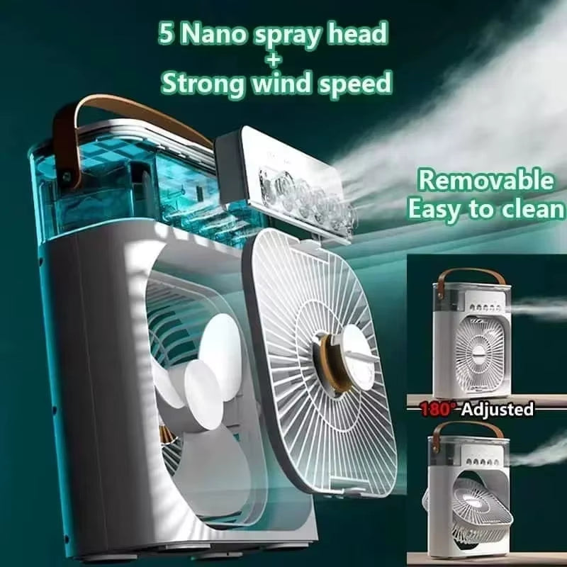 3-in-1 Portable Humidifier Fan with LED Night Light and USB Connectivity for Home Use